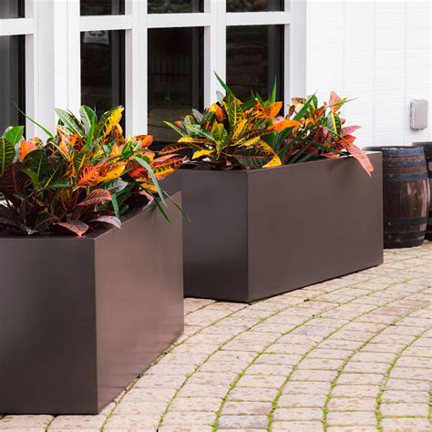 large square metal planter boxes|extra large commercial outdoor planters.